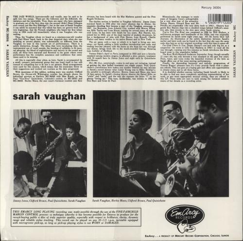 Sarah Vaughan Sarah Vaughan vinyl LP album (LP record) German VAALPSA882189