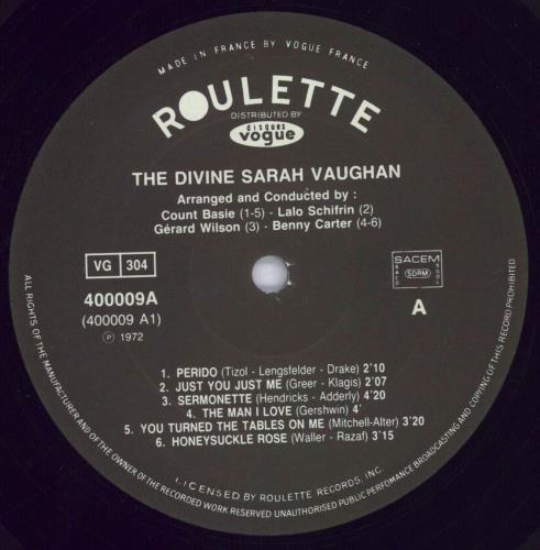 Sarah Vaughan The Divine 2-LP vinyl record set (Double LP Album) French VAA2LTH832186