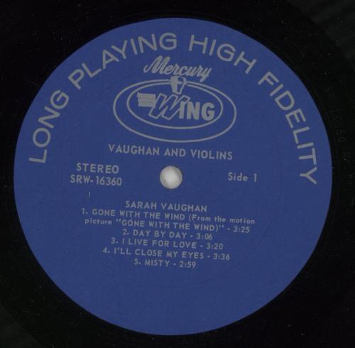 Sarah Vaughan Vaughan And Violins vinyl LP album (LP record) US VAALPVA700023