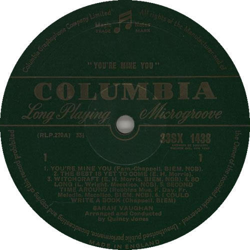 Sarah Vaughan You're Mine You vinyl LP album (LP record) UK VAALPYO536473