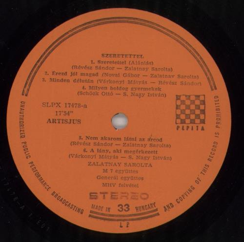 Sarolta Zalatnay Szeretettel vinyl LP album (LP record) Hungarian 8F1LPSZ864072