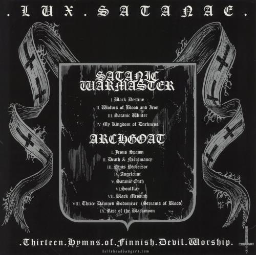 Satanic Warmaster Lux Satanae (Thirteen Hymns Of Finnish Devil Worship) vinyl LP album (LP record) US 7F6LPLU863296