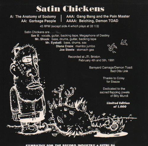 Satin Chickens The Anatomy Of Sodomy E.P. 7" vinyl single (7 inch record / 45) US SAT07TH04534