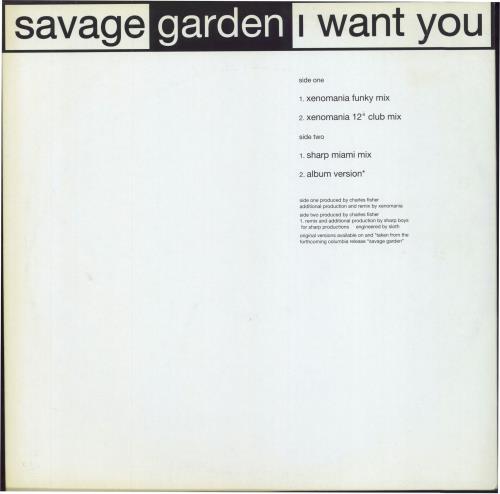 Savage Garden I Want You 12" vinyl single (12 inch record / Maxi-single) UK SGD12IW114341