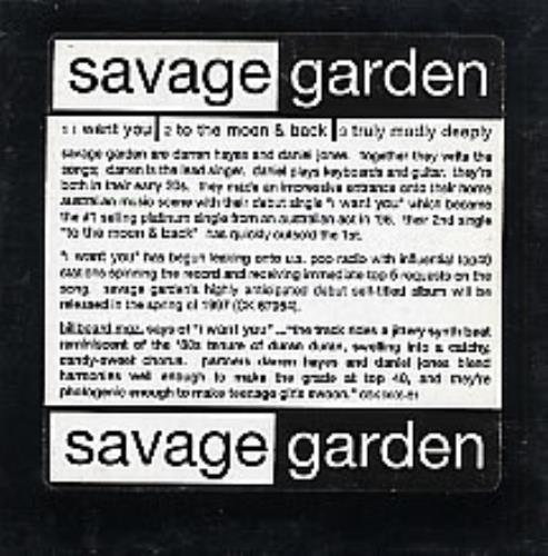 Savage Garden I Want You CD single (CD5 / 5") US SGDC5IW131918