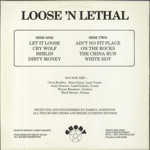 Savage Loose 'N Lethal vinyl LP album (LP record) UK VG-LPLO778760