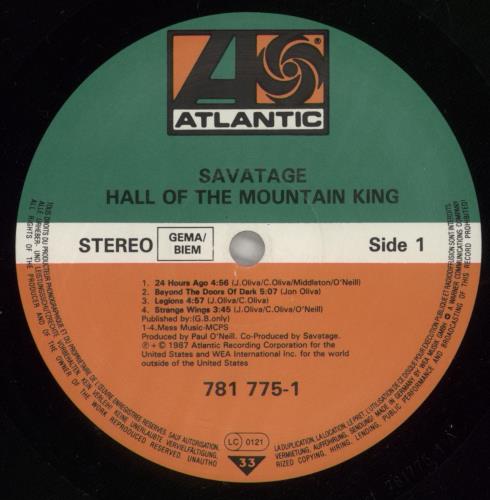 Savatage Hall Of The Mountain King vinyl LP album (LP record) German SVTLPHA554373