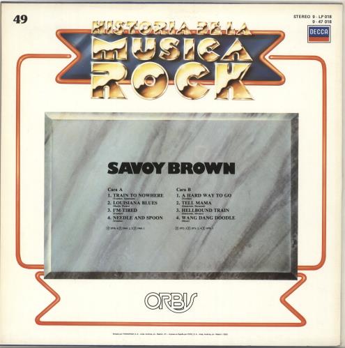Savoy Brown Historia De La Musica Rock vinyl LP album (LP record) Spanish SVBLPHI703792