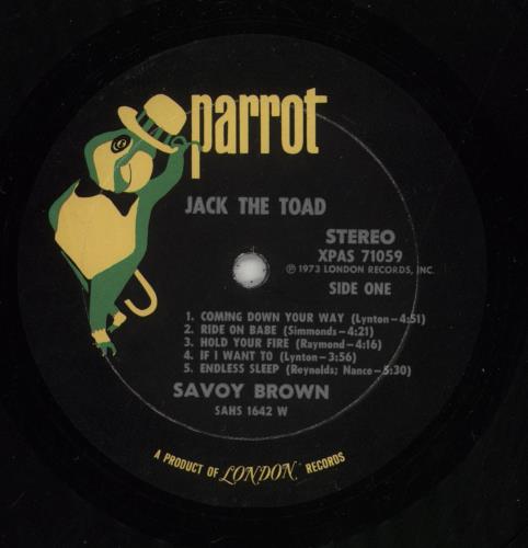 Savoy Brown Jack The Toad vinyl LP album (LP record) US SVBLPJA381754