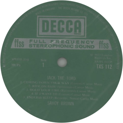 Savoy Brown Jack The Toad vinyl LP album (LP record) UK SVBLPJA592947