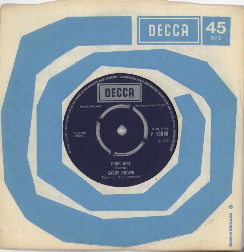 Savoy Brown Poor Girl 7" vinyl single (7 inch record / 45) UK SVB07PO701707