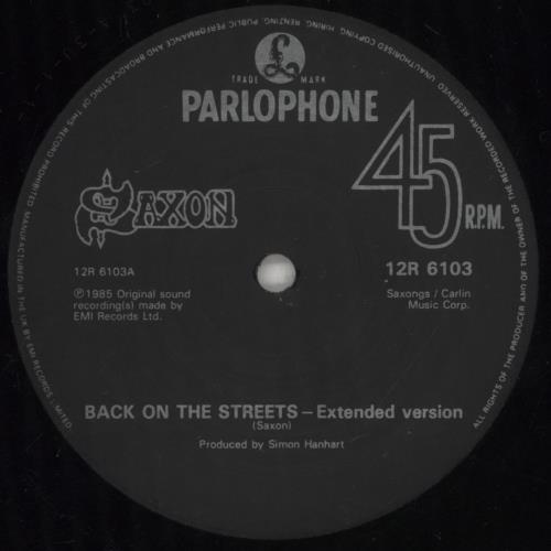 Saxon Back On The Streets 12" vinyl single (12 inch record / Maxi-single) UK SAX12BA39425
