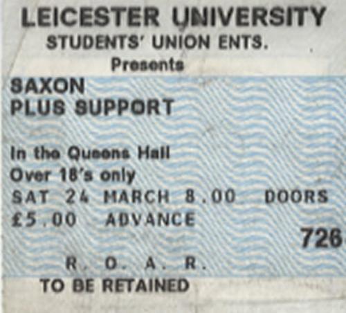 Saxon Leicester University concert ticket UK SAXTILE345436