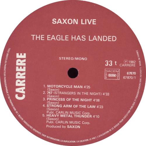 Saxon The Eagle Has Landed vinyl LP album (LP record) French SAXLPTH695687