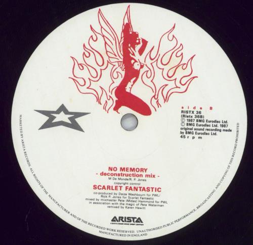 Scarlet Fantastic No Memory - Plain sleeve 12" vinyl single (12 inch record / Maxi-single) UK SCF12NO826110