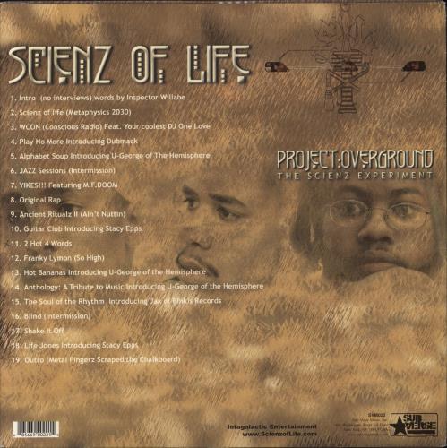 Scienz Of Life Project Overground: The Scienz Experiment 2-LP vinyl record set (Double LP Album) US 8FK2LPR854521