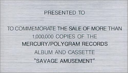 Scorpions Savage Amusement award disc US SCOAWSA498911