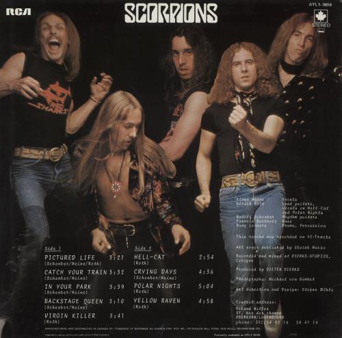 Scorpions Virgin Killer vinyl LP album (LP record) Canadian SCOLPVI813810