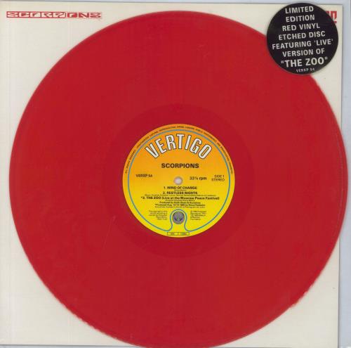 Scorpions Wind Of Change - Red Vinyl 12" vinyl single (12 inch record / Maxi-single) UK SCO12WI811348