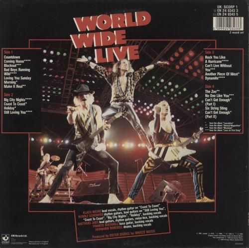 Scorpions World Wide Live - VG 2-LP vinyl record set (Double LP Album) UK SCO2LWO876746