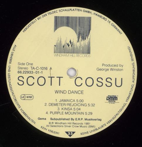 Scott Cossu Wind Dance vinyl LP album (LP record) German UF7LPWI892625