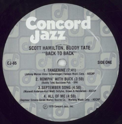Scott Hamilton Back To Back vinyl LP album (LP record) US HM2LPBA512241