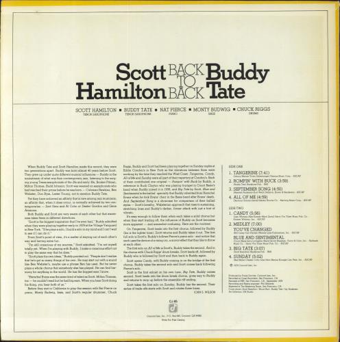 Scott Hamilton Back To Back vinyl LP album (LP record) US HM2LPBA512241