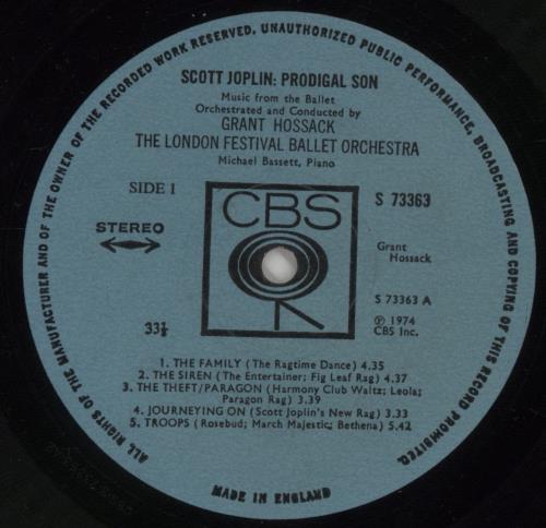 Scott Joplin Prodigal Son vinyl LP album (LP record) UK OT1LPPR508127