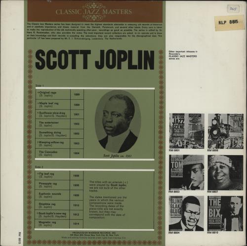 Scott Joplin Ragtime Pioneer 1899 - 1914 vinyl LP album (LP record) UK OT1LPRA762761