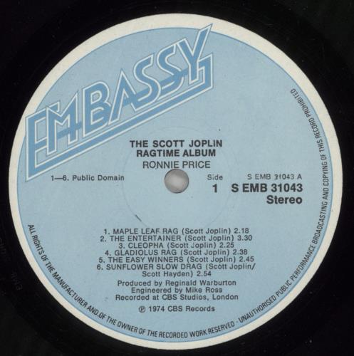 Scott Joplin The Scott Joplin Ragtime Album vinyl LP album (LP record) UK OT1LPTH880643