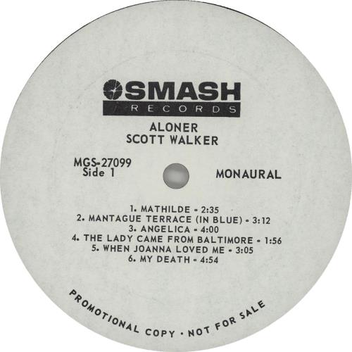 Scott Walker Aloner vinyl LP album (LP record) US SWLLPAL661485