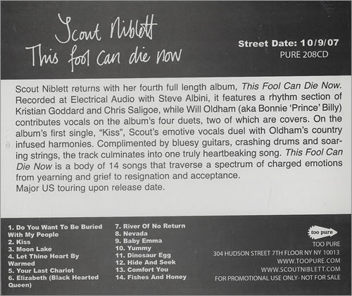 Scout Niblett This Fool Can Die Now CD album (CDLP) US SN1CDTH458882