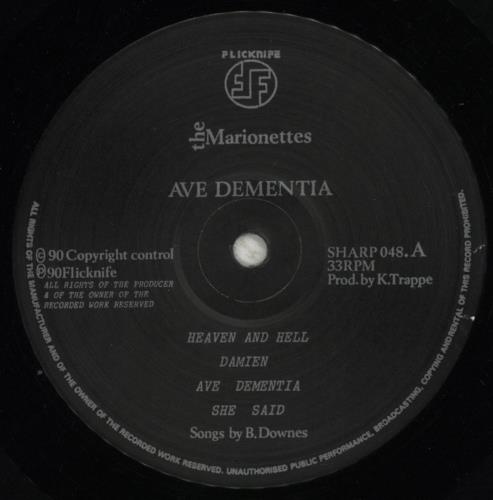 Screaming Marionettes Ave Dementia vinyl LP album (LP record) UK 3W4LPAV773037