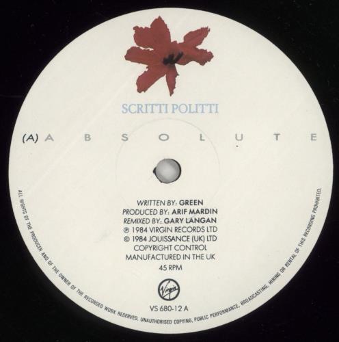 Scritti Politti Absolute 12" vinyl single (12 inch record / Maxi-single) UK SCR12AB73579