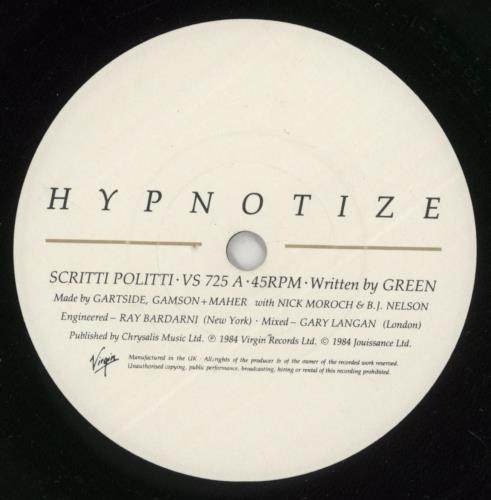 Scritti Politti Hypnotize 7" vinyl single (7 inch record / 45) UK SCR07HY163235