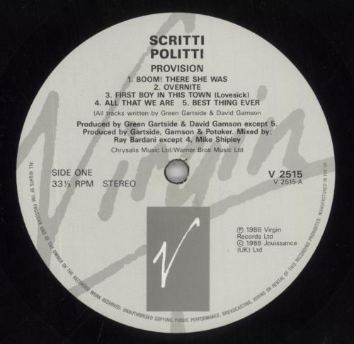 Scritti Politti Provision vinyl LP album (LP record) UK SCRLPPR240870