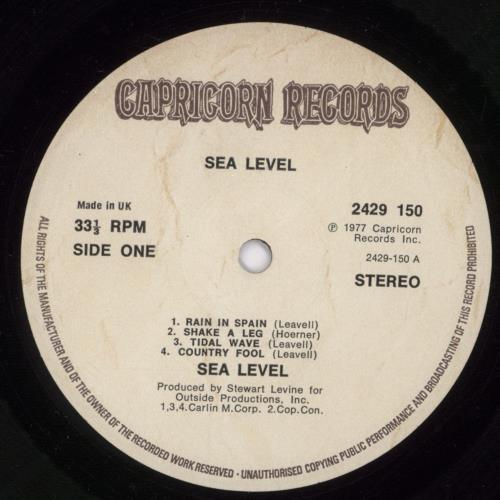 Sea Level Sea Level vinyl LP album (LP record) UK SE7LPSE507635
