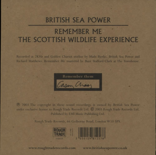Sea Power Remember Me - Casey Chaos 7" vinyl single (7 inch record / 45) UK BPW07RE608381