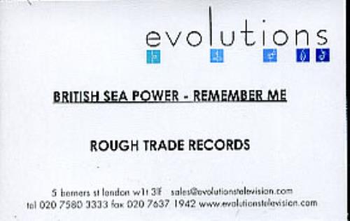 Sea Power Remember Me video (VHS or PAL or NTSC) UK BPWVIRE286677