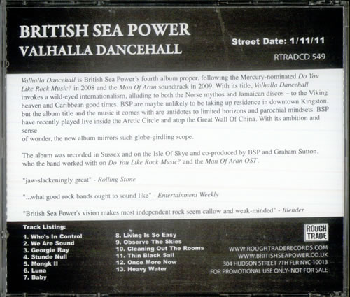 Sea Power Valhalla Dancehall CD album (CDLP) US BPWCDVA533380