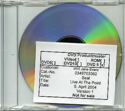 Seal Live At The Point - Test Disc DVD UK SEADDLI285935