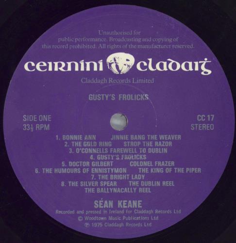 Sean Keane Gusty's Frolicks vinyl LP album (LP record) Irish 2KALPGU827787