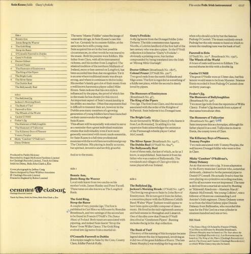 Sean Keane Gusty's Frolicks vinyl LP album (LP record) Irish 2KALPGU827787