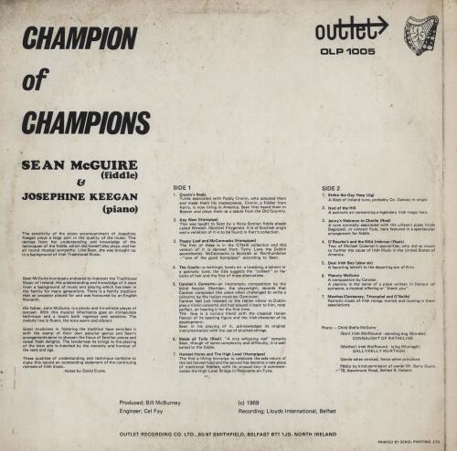 Sean McGuire Champion Of Champions vinyl LP album (LP record) Irish 2GGLPCH759742