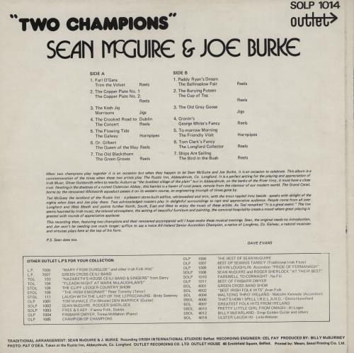 Sean McGuire Two Champions vinyl LP album (LP record) Irish 2GGLPTW759244