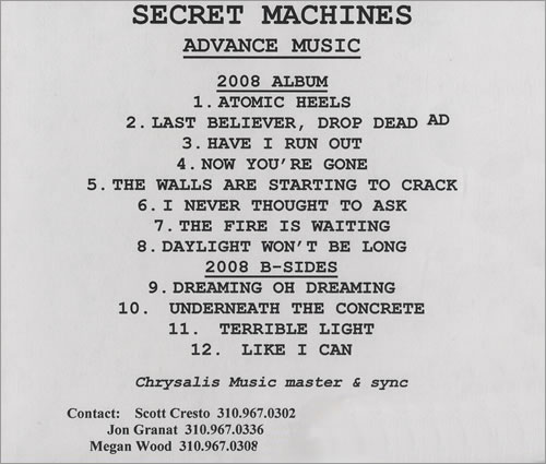 Secret Machines Secret Macines CD-R acetate US SEMCRSE474104