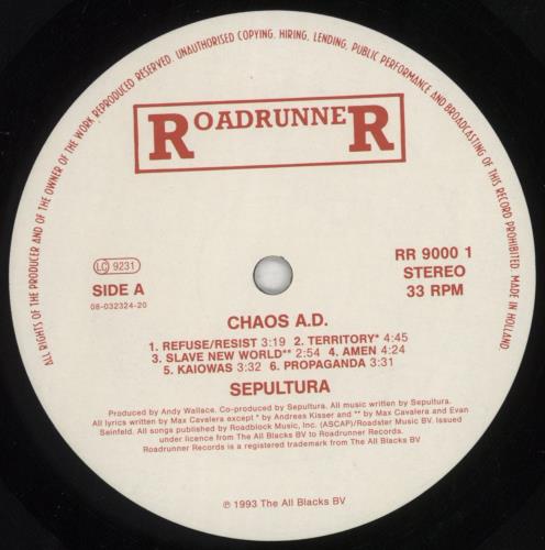 Sepultura Chaos A.D. vinyl LP album (LP record) Dutch SEPLPCH287016