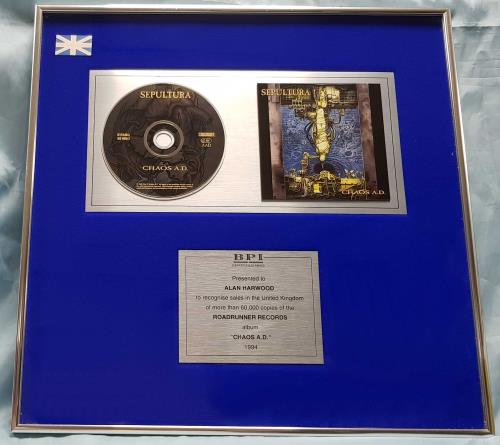 Sepultura Chaos A.D. - CD award disc UK SEPAWCH697541