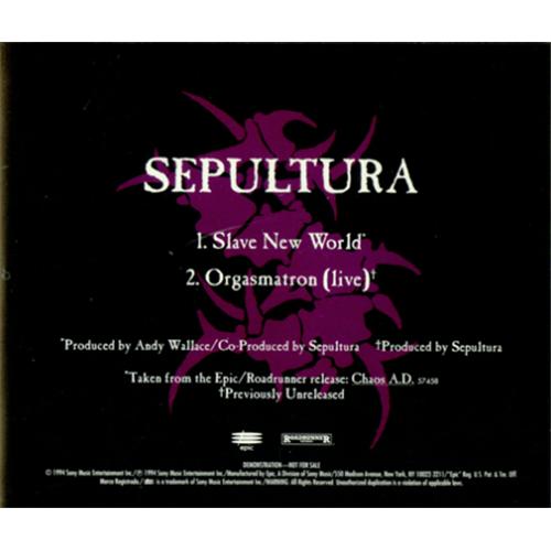 Sepultura Slave New World CD single (CD5 / 5") US SEPC5SL33418