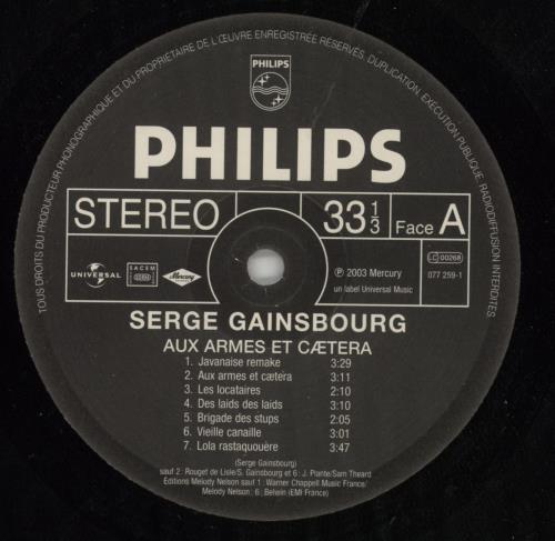 Serge Gainsbourg Aux Armes Et Caetera vinyl LP album (LP record) French GNSLPAU866702